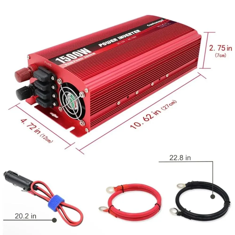 1500W/3000W DC 12V to 110V Power Inverter with Dual Outlets